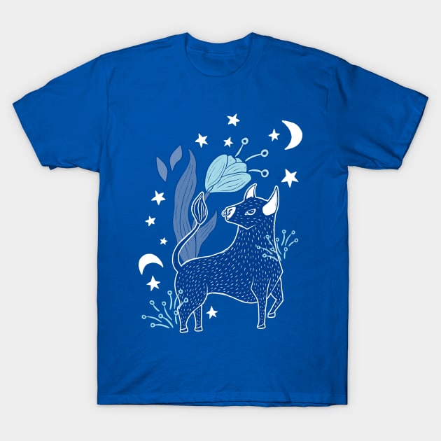 Cosmic Ox, Blue T-Shirt by Jacqueline Hurd